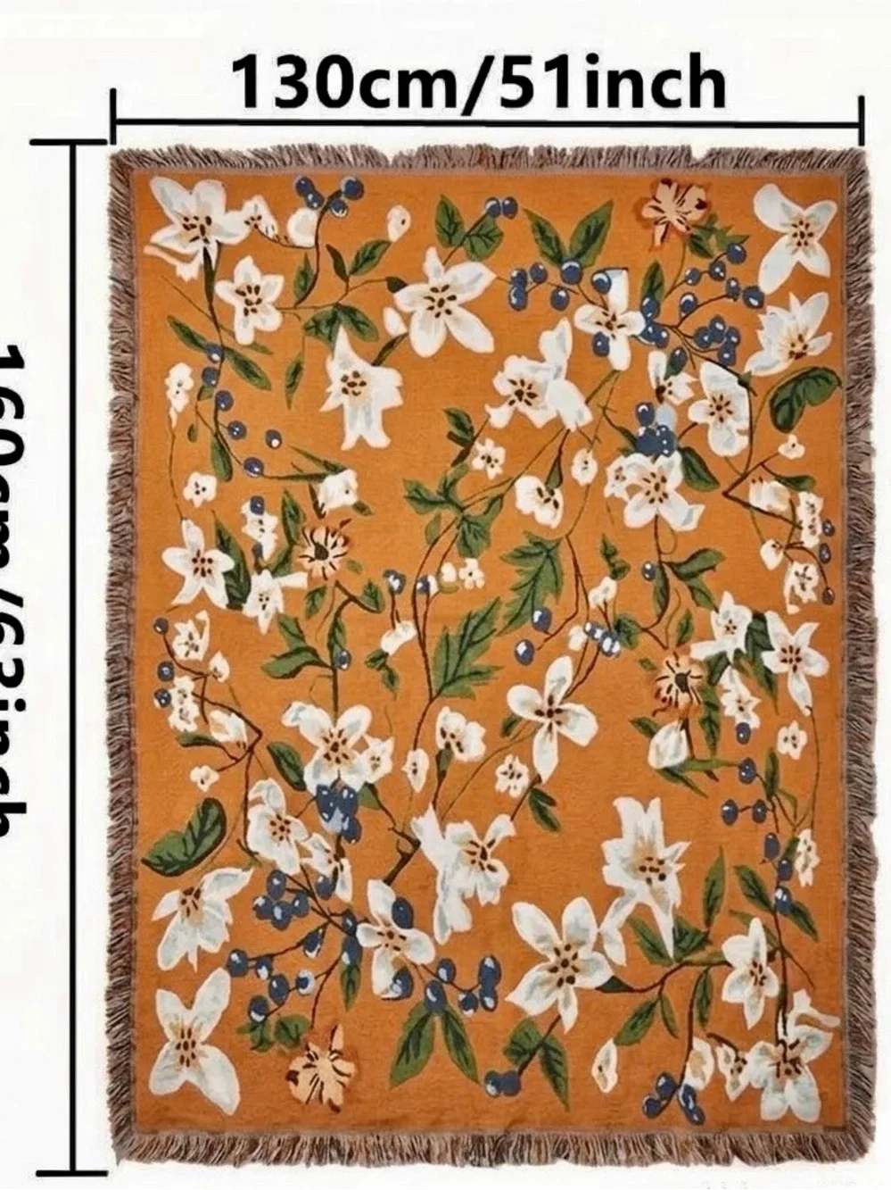 Orange Blossom Berry Woven Throw Blanket - 51” x 63”
